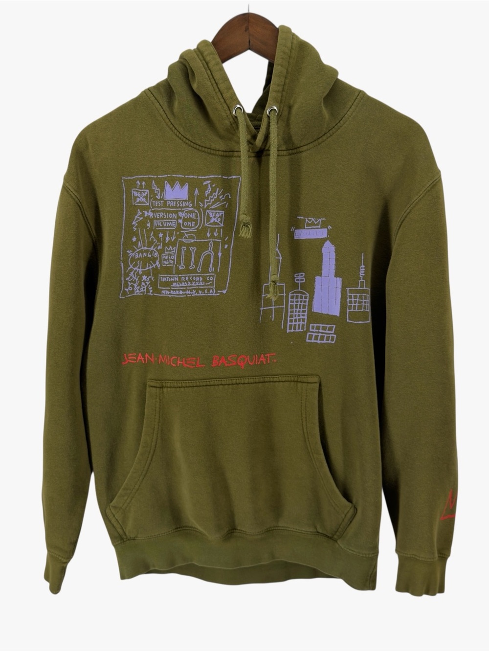 Jean Michel Basquiat Graphic Art Olive Green Hoodie